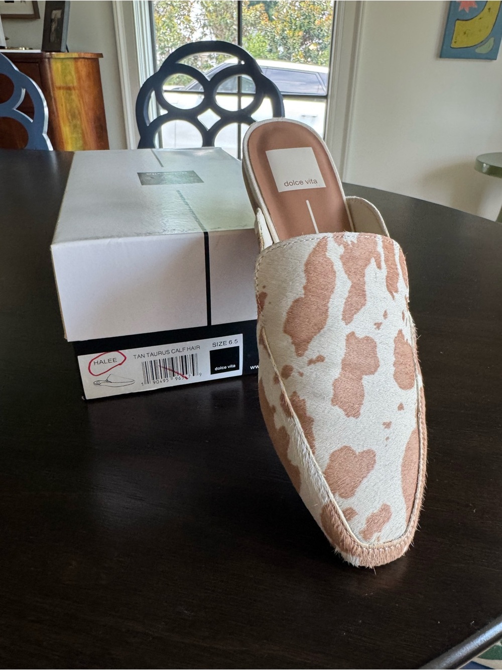 Dolce Vita Tan & White Calf-Hair Slip-On Mule